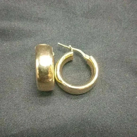 Gold Over 925 Vermeil Wide Hoop Earrings - Picture 3 of 4